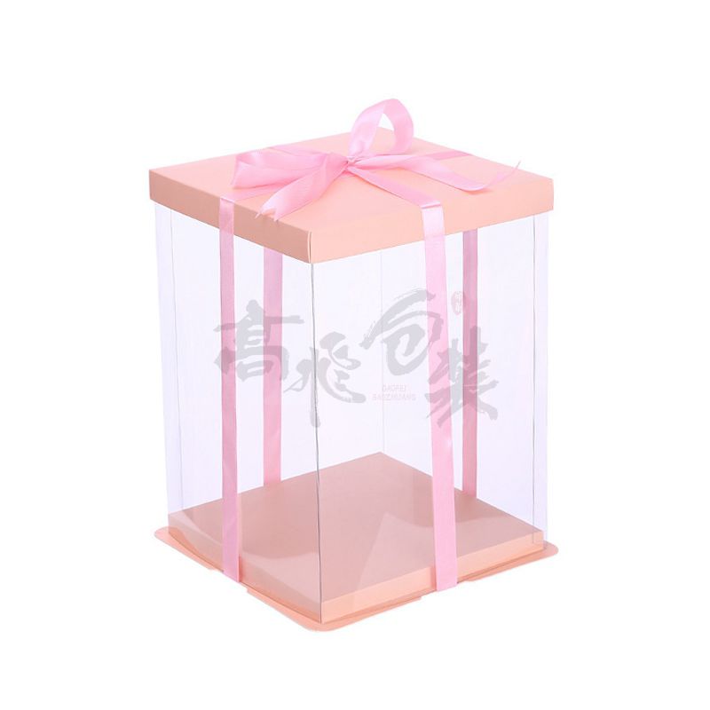 New Design Cylinder Cardboard Paper Box with Clear Pvc Window for Cake