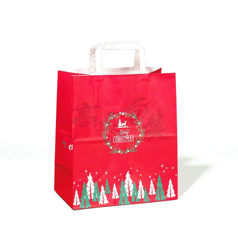 Recycled Custom Printed Christmas Washable Kraft Retail Paper Shopping Packaging Bags