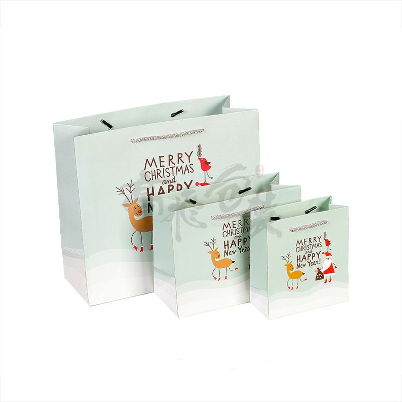 Custom Wholesale Fashion Merry Christmas Paper shopping drawstring bag for gifts