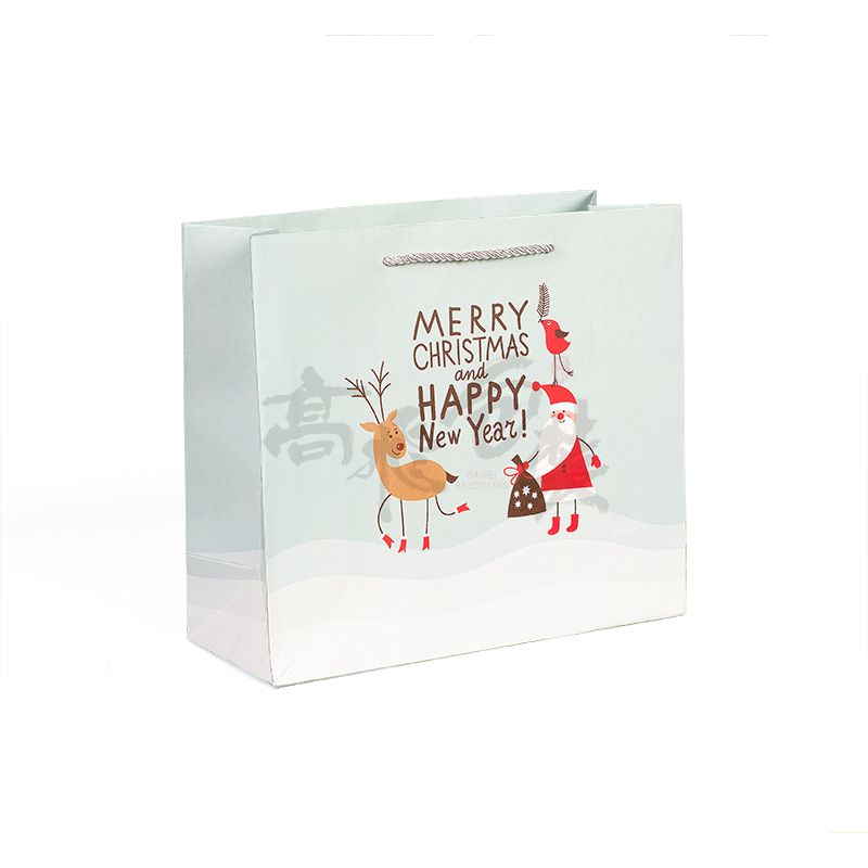 Custom Wholesale Fashion Merry Christmas Paper shopping drawstring bag for gifts