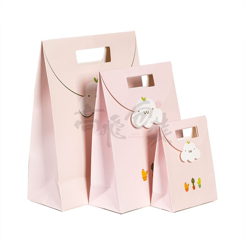 Hot sale Sweety custom Design luxury recycle paper bag supplier Pink Gift and Candy Paper Bag And Shipping bag With Hole