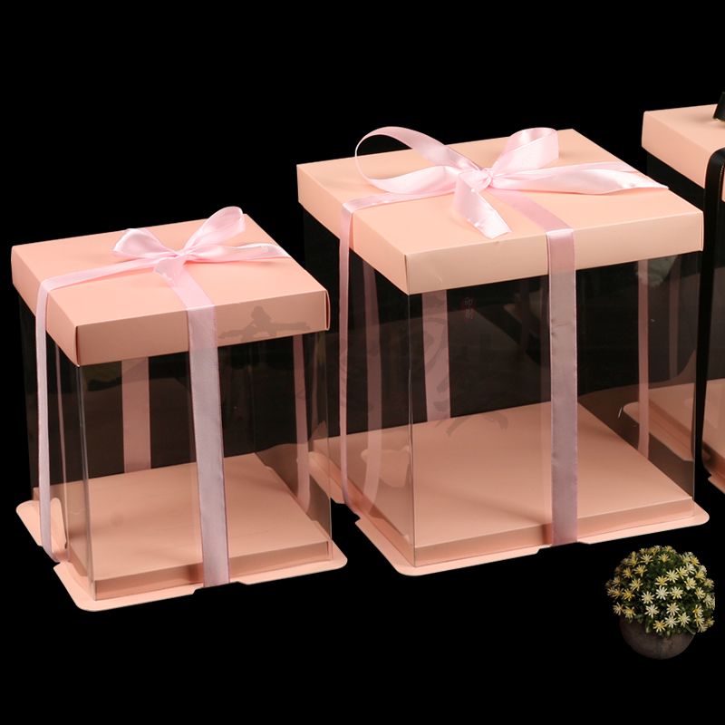 New Design Cylinder Cardboard paper box with clear pvc window for cake