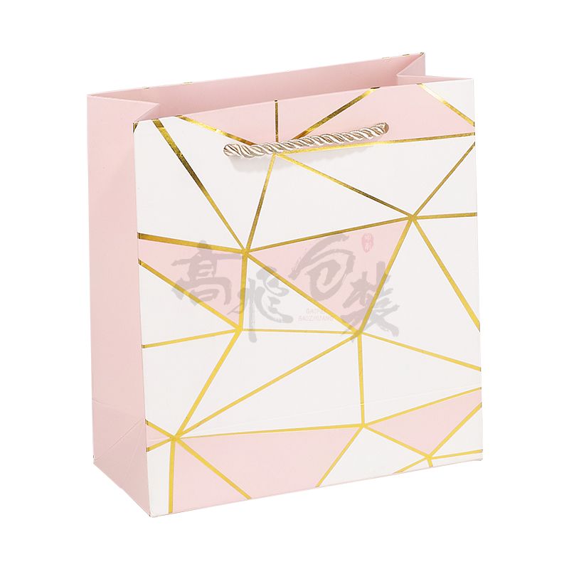 pink jewelry christmas paper packaging bags with handles and logo