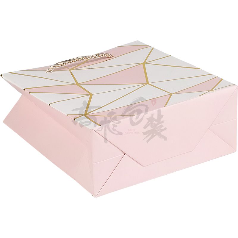 pink jewelry christmas paper packaging bags with handles and logo