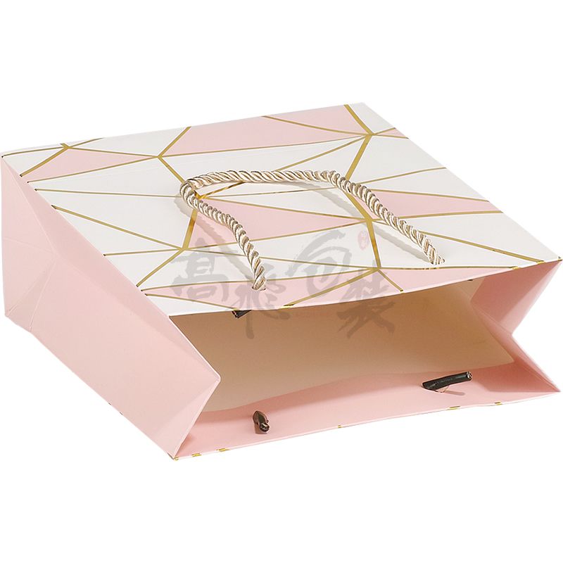 pink jewelry christmas paper packaging bags with handles and logo