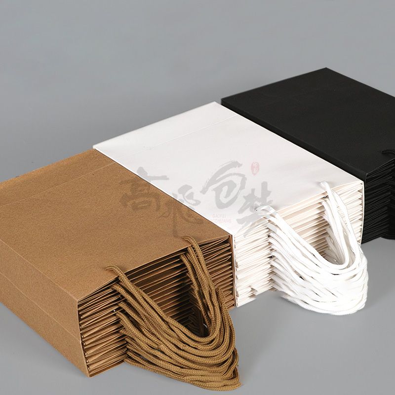 Wholesale Custom Printed Your Own Logo White Brown Kraft Gift Craft Shopping Paper Bag With Handles