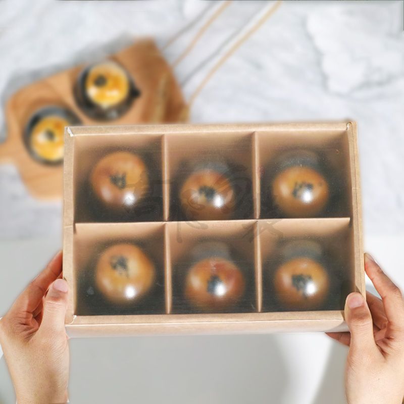 Custom Foldable Food Grade Kraft Cardboard Egg Tart Cookie Gift Box Moon Cake Cupcake Paper Drawer Box