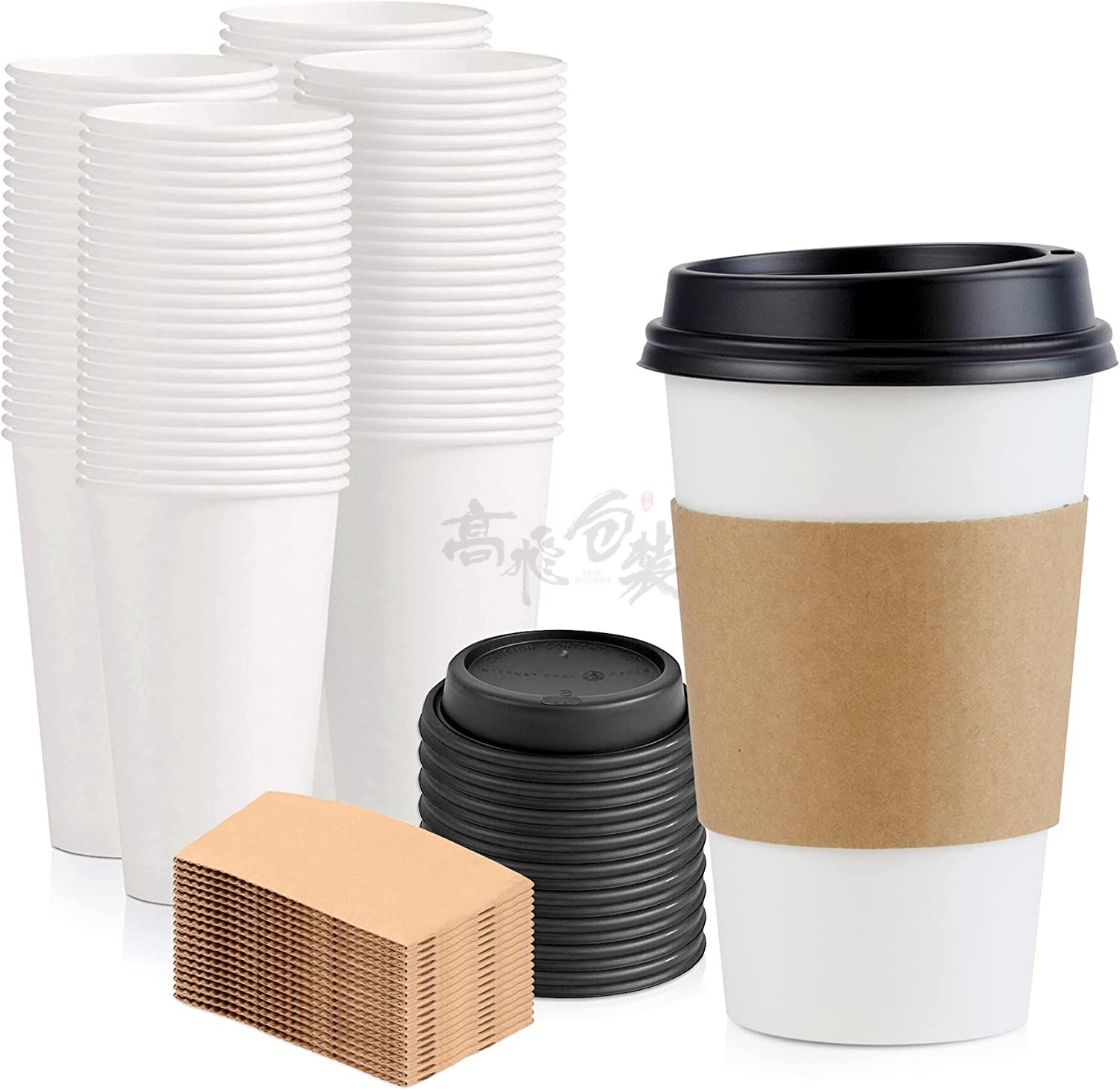 Brown Natural Kraft Paper Compostable Hot Cup Sleeves For Coffee Milk Tea Drinks