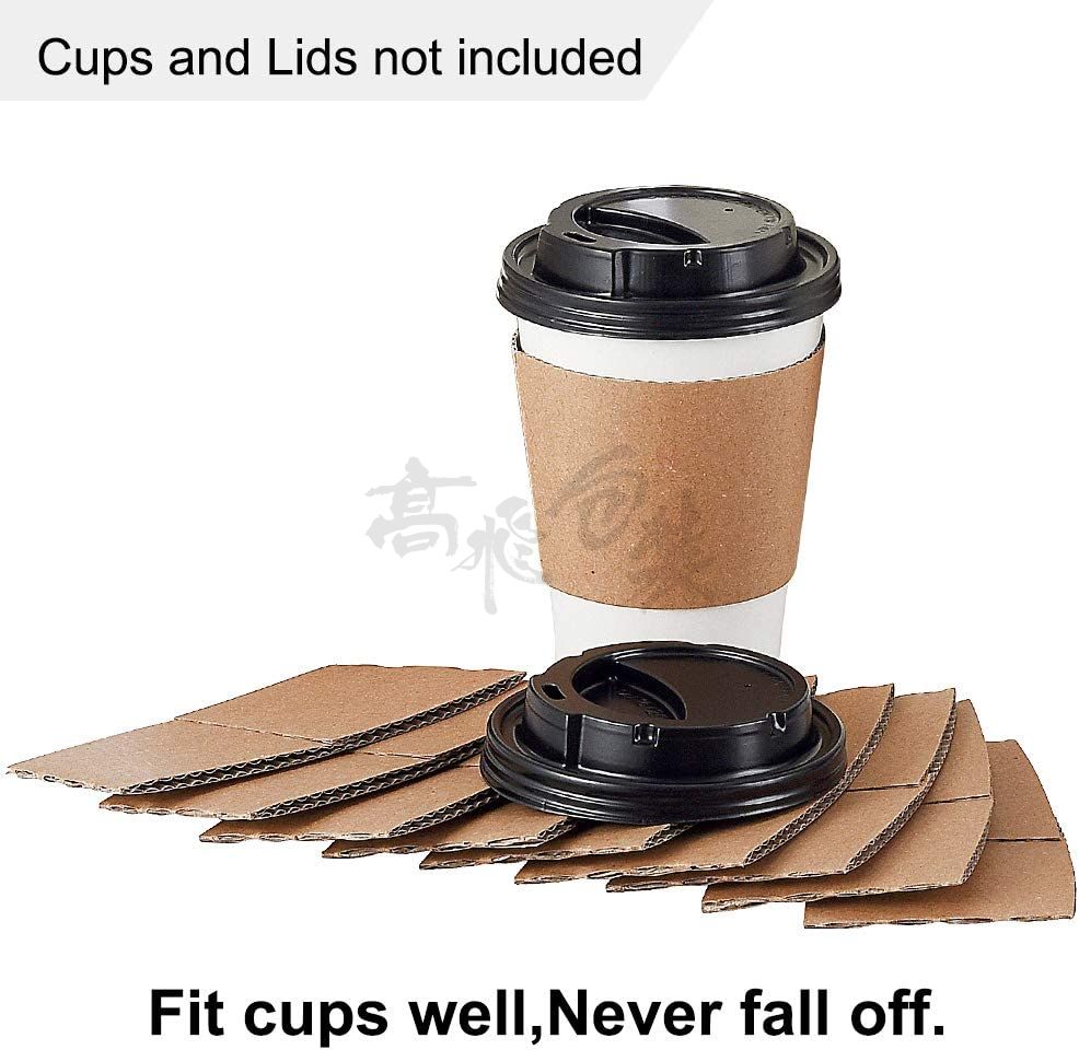 Brown Natural Kraft Paper Compostable Hot Cup Sleeves For Coffee Milk Tea Drinks