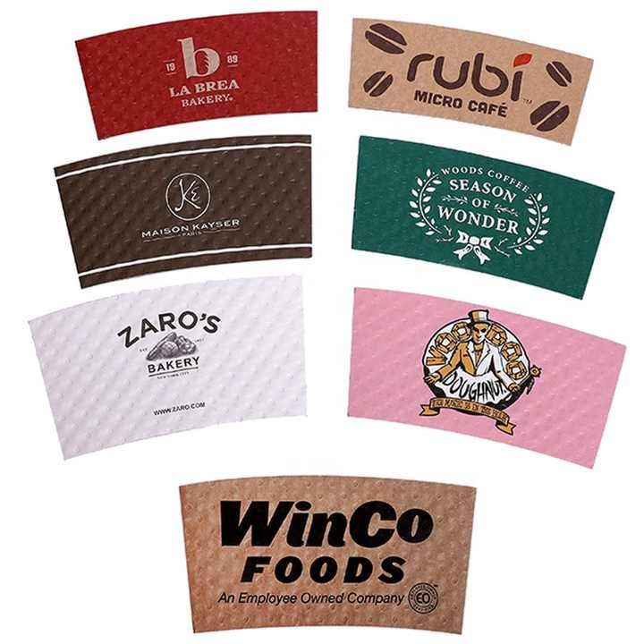 Customized Recyclable Printing Disposable Brown Corrugated Paper Coffee Paper Cup Sleeve With Logo