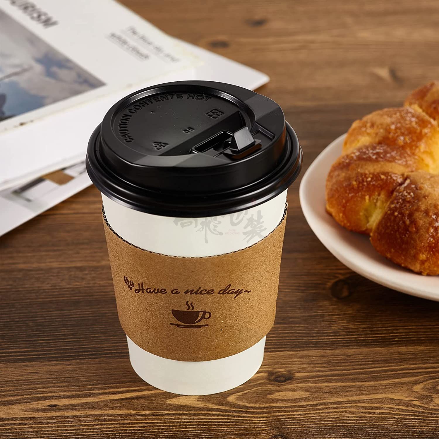 FSC Customized Printed Reusable Paper Sleeve For Hot Drink Kraft Coffee Cup Sleeve Holder