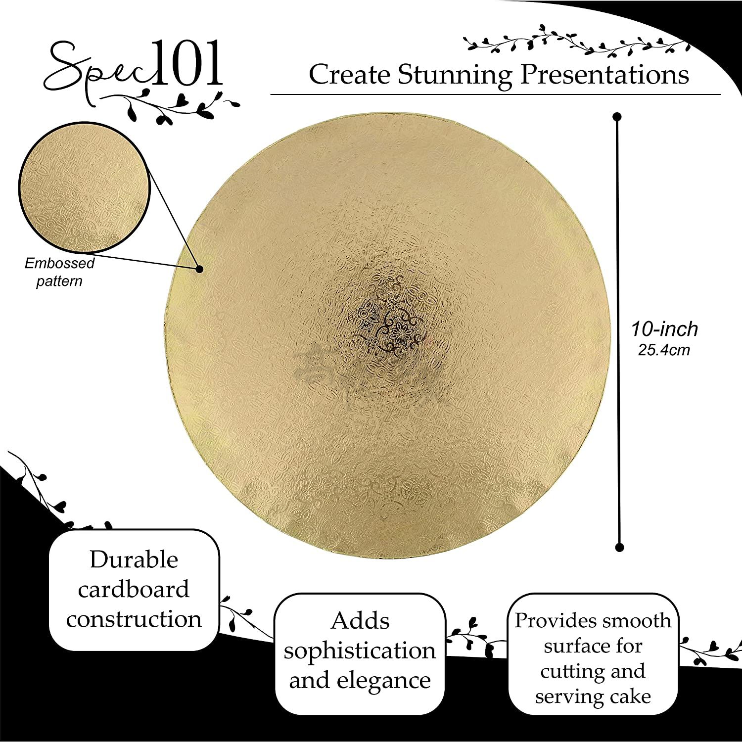 Custom Gold Cake Board Rounds Circle Cardboard Base 6, 8 And 10-Inch Perfect For Cake Decorating