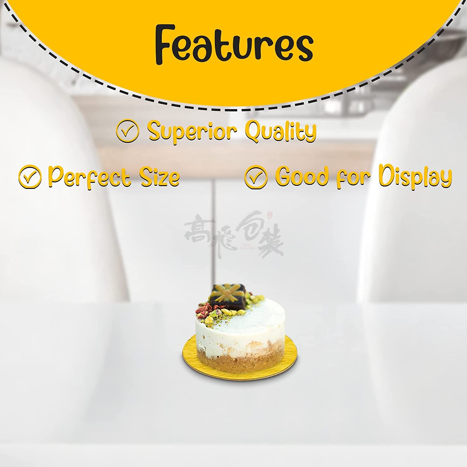 Custom Mini Round Golden Cardboard Cake Base Cake Paper Plates Circle Cardboard Base Dessert Board Base