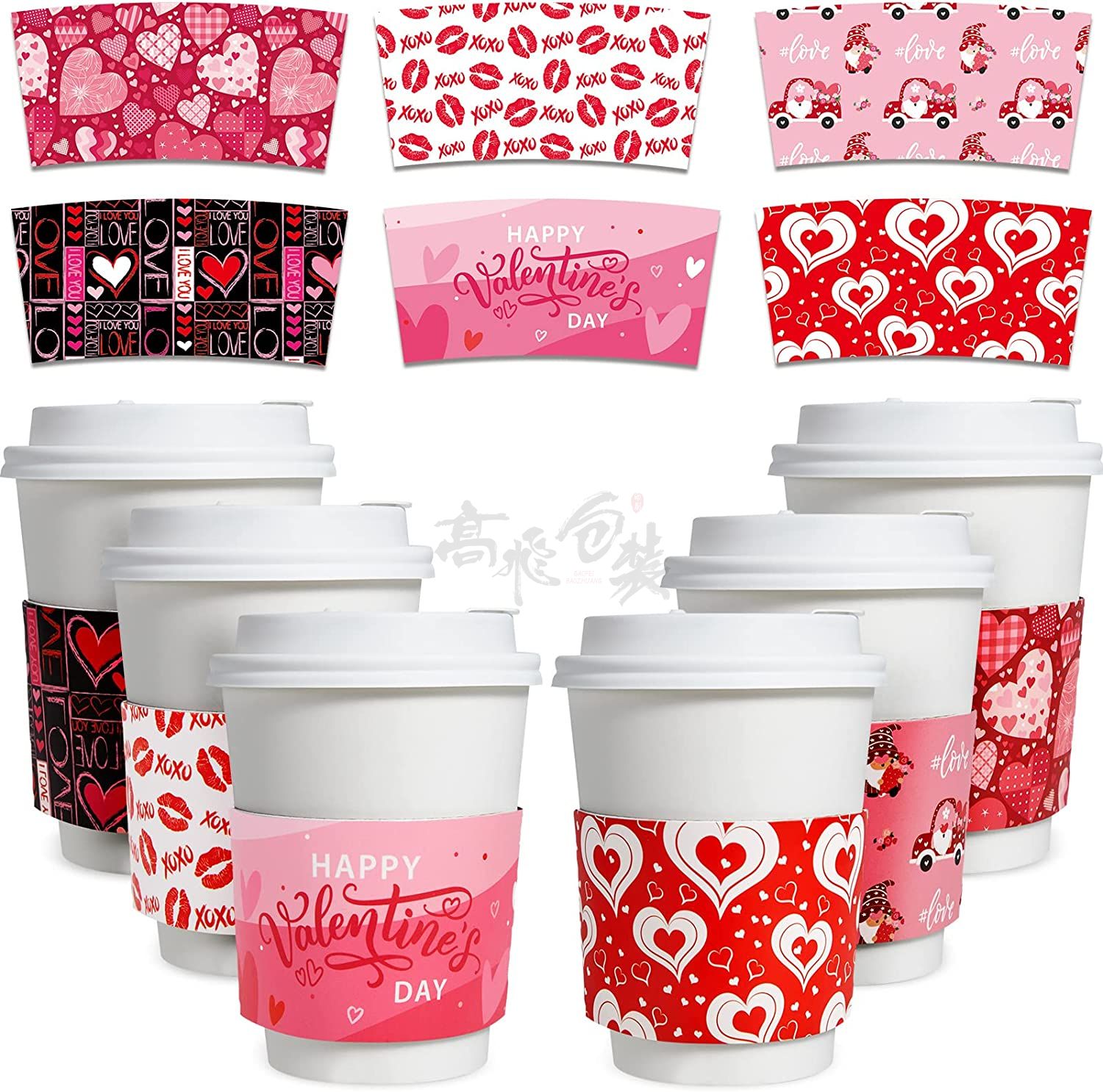 Custom Wholesale Disposable Printed Paper Sleeve Cardboard Corrugated Coffee Cup Sleeve With Logo