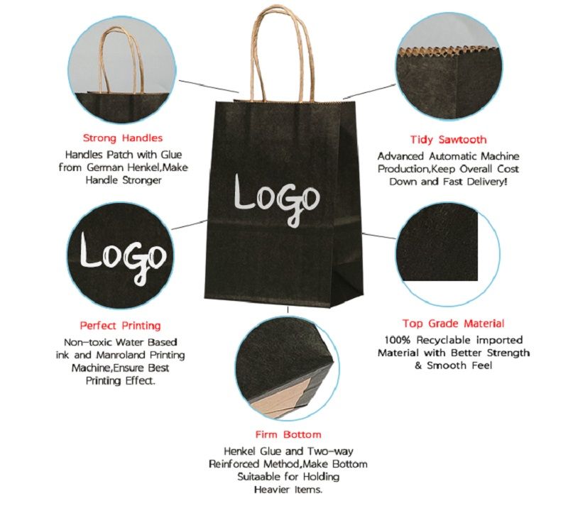 Fsc Certificated Custom Kraft Brown Paper Bag For Clothes Packaging With Logo Printed