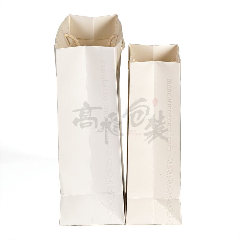 New Gold Logo Hot Foiled Stamping White Paper Bag With Cotton Rope Handles