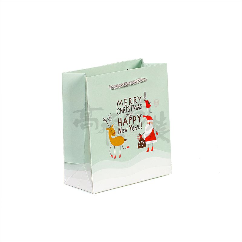 Custom Wholesale Fashion Merry Christmas Paper shopping drawstring bag for gifts