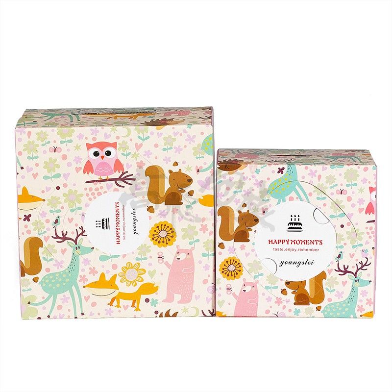 Disposable Paper Packaging Cardboard Corrugated Black Birthday Cake Box With Clear Window