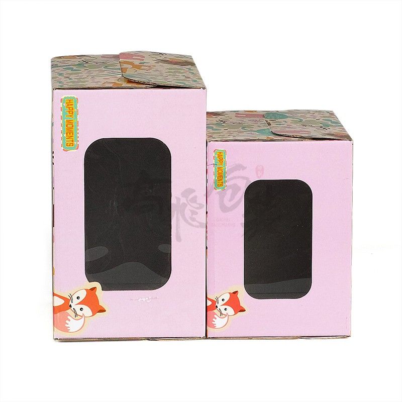Disposable Paper Packaging Cardboard Corrugated Black Birthday Cake Box With Clear Window