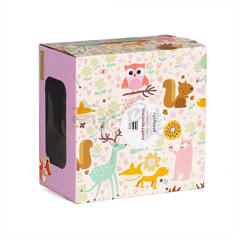 Disposable Paper Packaging Cardboard Corrugated Black Birthday Cake Box With Clear Window