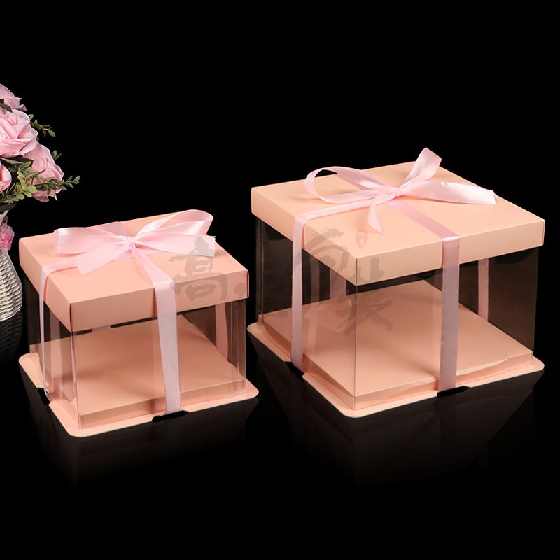 New Design Cylinder Cardboard paper box with clear pvc window for cake