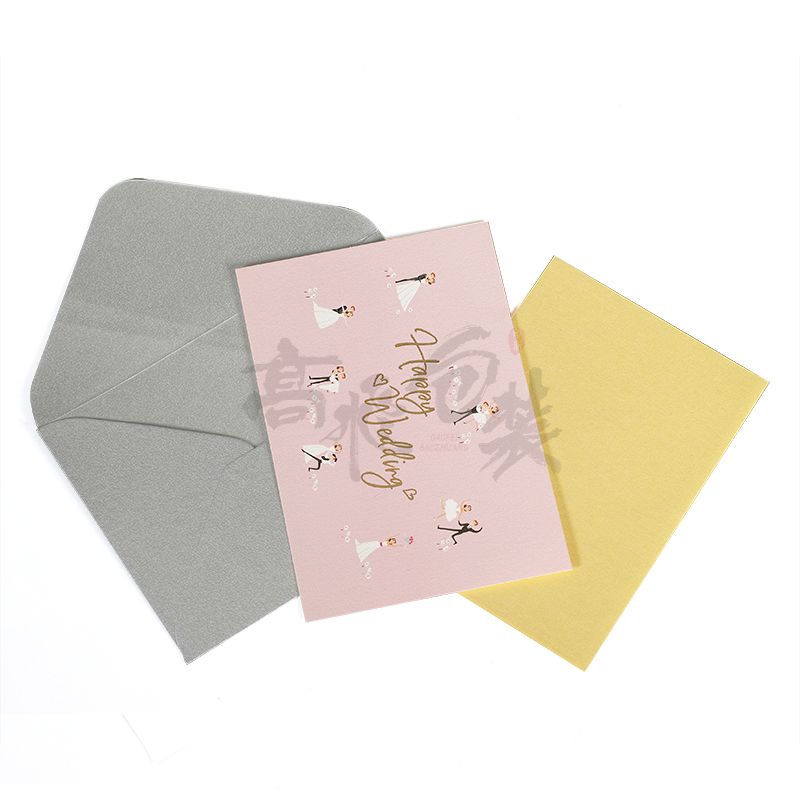 Custom Unique Fashion Wedding Invitation Thank You Greeting Cards Design With Envolpe