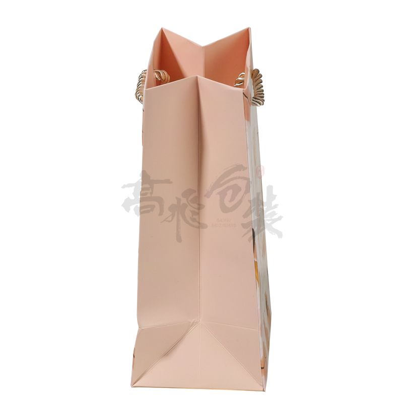 Pink Christmas Gift Paper Packaging Bags Custom With Logos