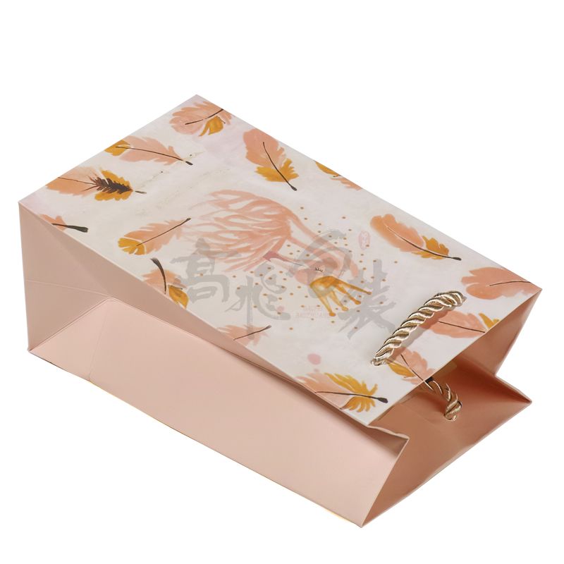 Pink Christmas Gift Paper Packaging Bags Custom With Logos