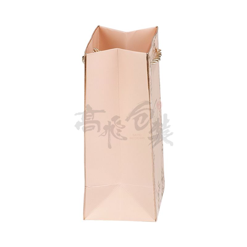 pink retail christmas makeup packaging paper bags with handles and logo for jewelry