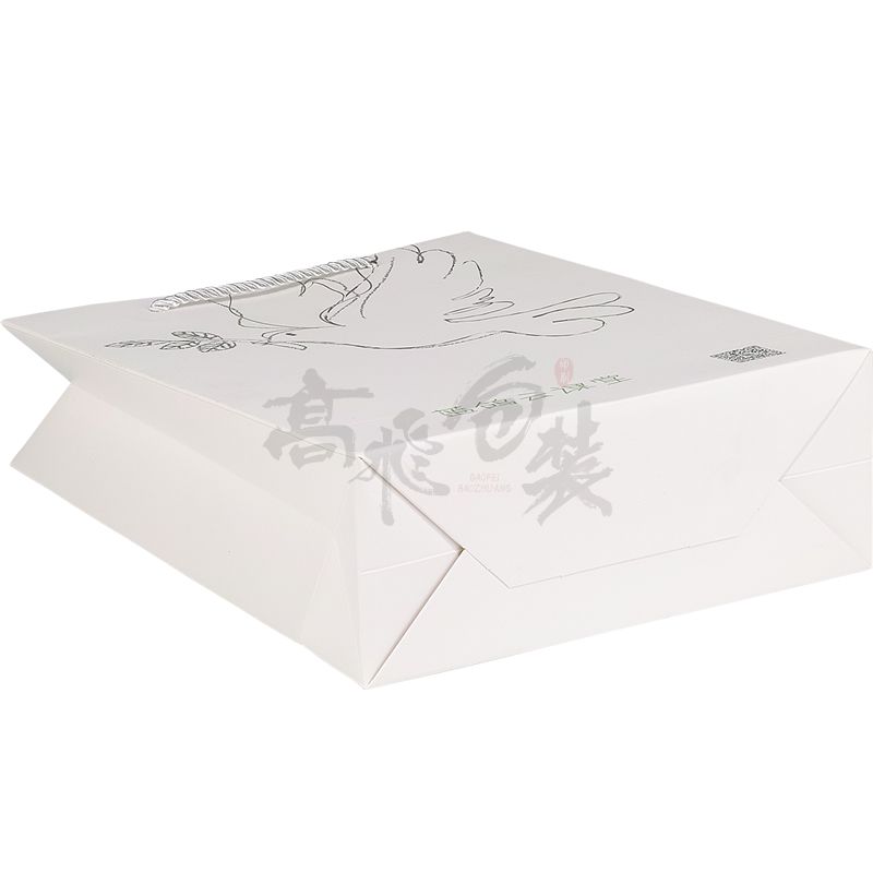 customizable recycle white kraft candy paper packaging bags with handles and logo