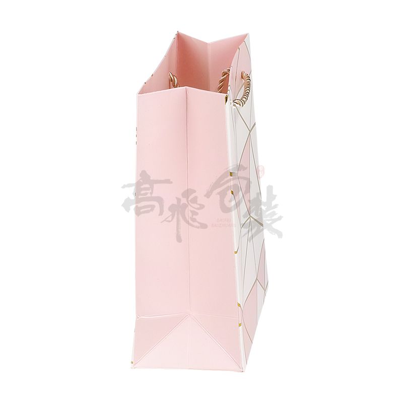 pink jewelry christmas paper packaging bags with handles and logo