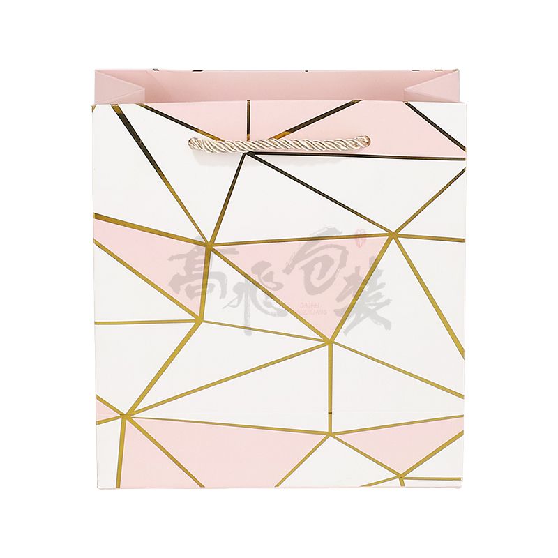 pink jewelry christmas paper packaging bags with handles and logo