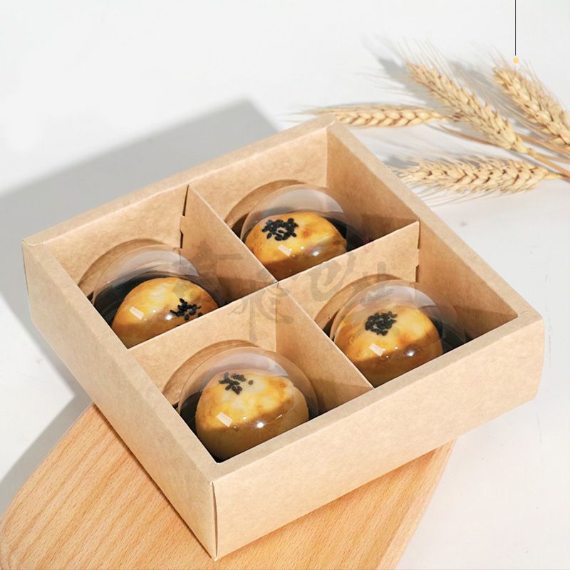 Custom Foldable Food Grade Kraft Cardboard Egg Tart Cookie Gift Box Moon Cake Cupcake Paper Drawer Box
