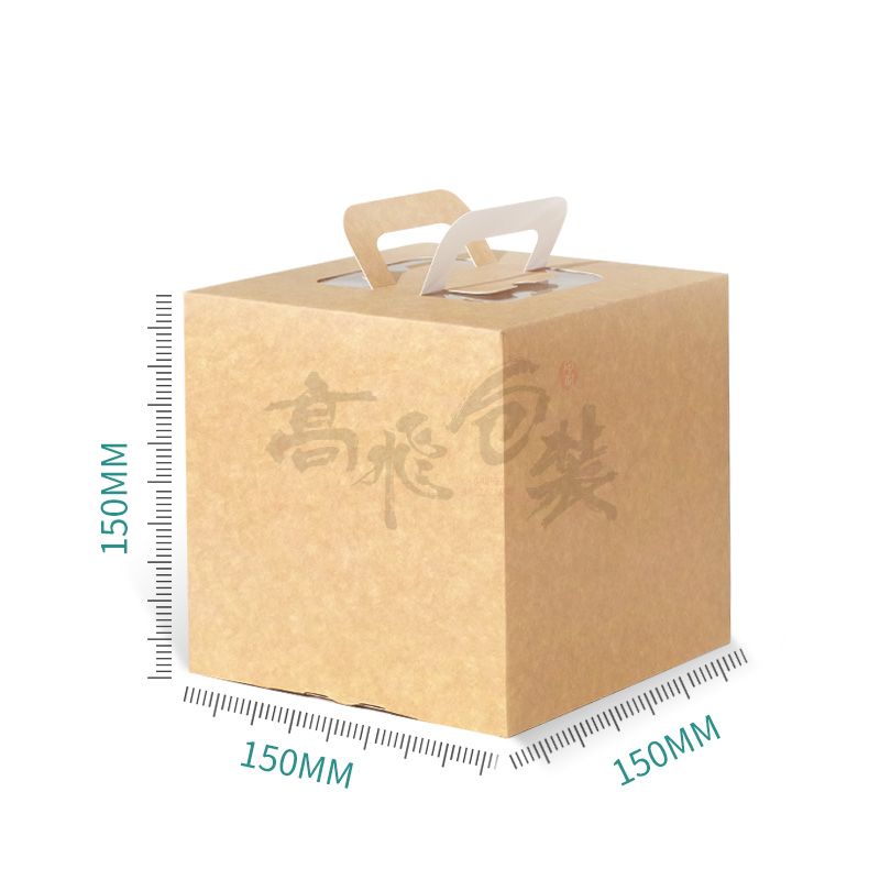 Custom  Brown Kraft Paper Food Cake Box With Handles And Window