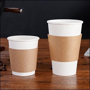Brown Natural Kraft Paper Compostable Hot Cup Sleeves For Coffee Milk Tea Drinks