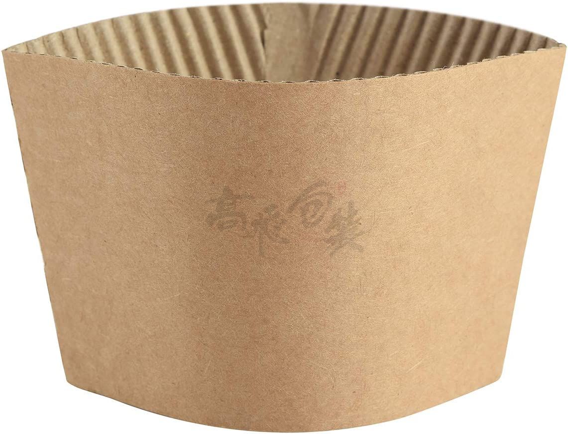 Brown Natural Kraft Paper Compostable Hot Cup Sleeves For Coffee Milk Tea Drinks