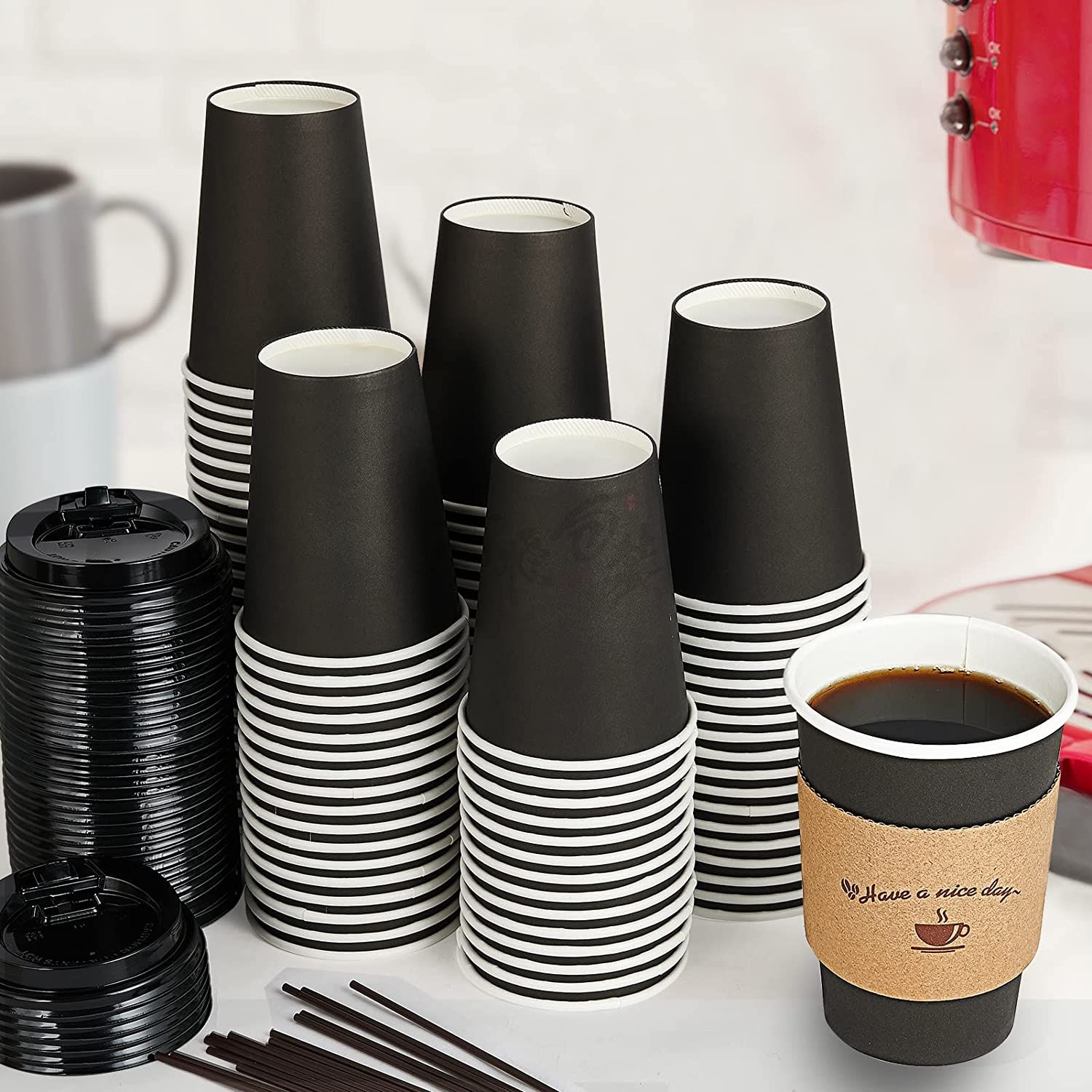 Custom Corrugated Jacket Cafe Drink Disposable Coffee,Milk Paper Cup Sleeves Reusable Holder Cardboard For Hot Drinks