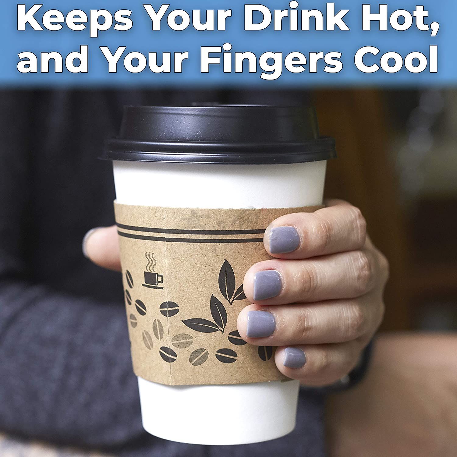 Custom Disposable Biodegradable Compostable Corrugated Kraft Paper Cup Sleeve Java Jackets Bulk Hot Coffee Sleeves Printing