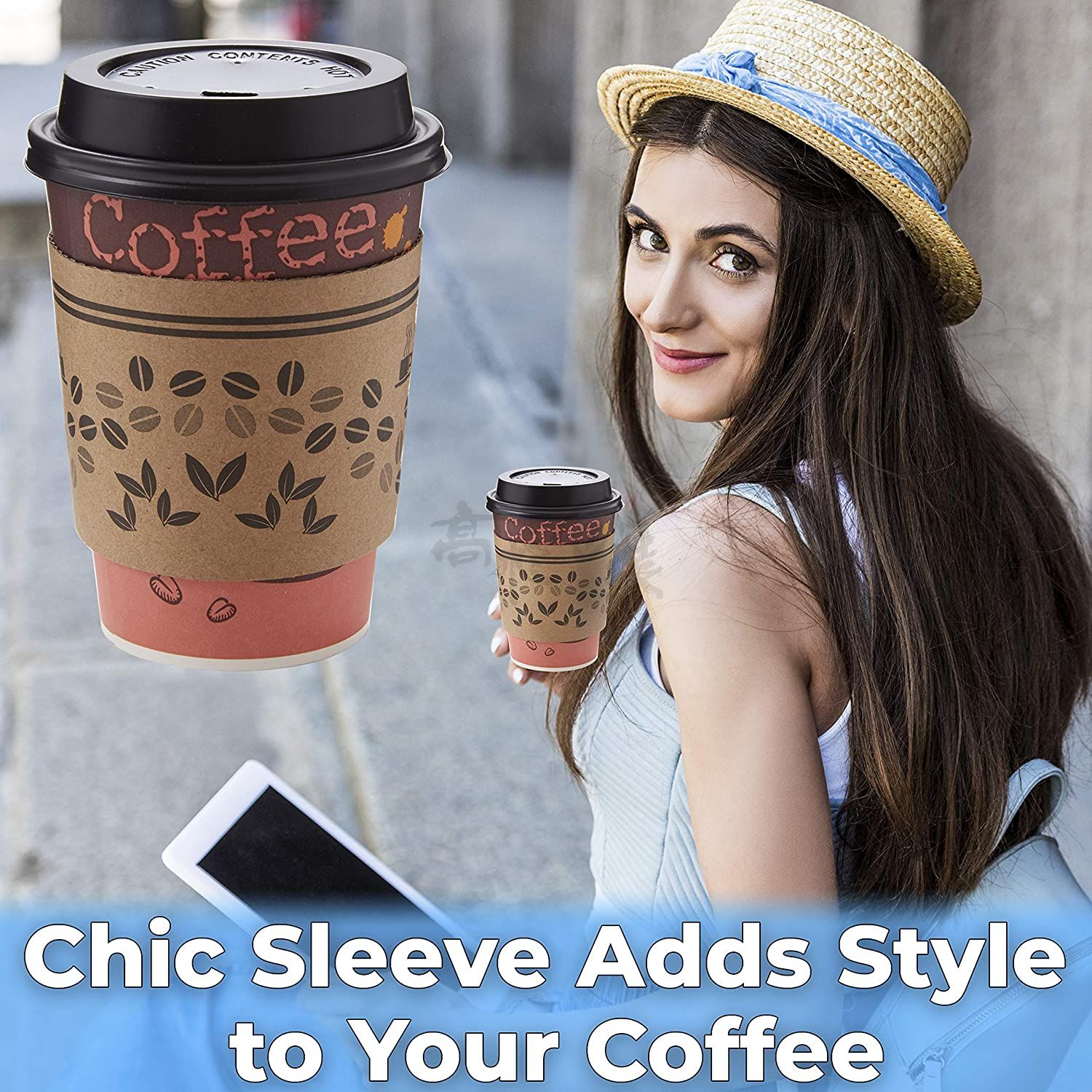 Custom Disposable Biodegradable Compostable Corrugated Kraft Paper Cup Sleeve Java Jackets Bulk Hot Coffee Sleeves Printing