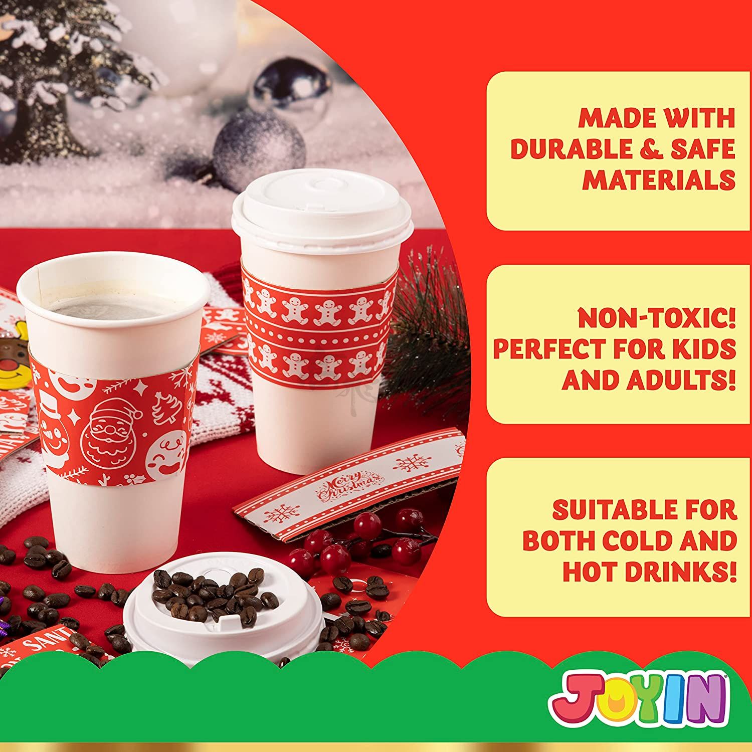 Wholesale Custom Design Christmas Disposable Corrugated Paper Cup Jackets Sleeves For Coffee Cup