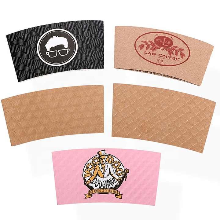 Customized Recyclable Printing Disposable Brown Corrugated Paper Coffee Paper Cup Sleeve With Logo