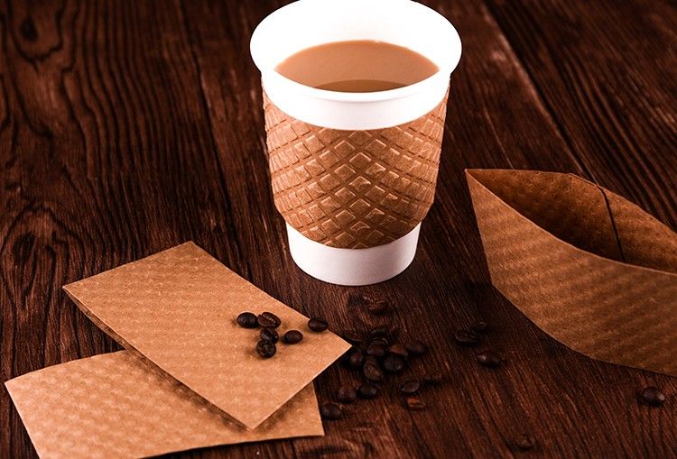 Customized Recyclable Printing Disposable Brown Corrugated Paper Coffee Paper Cup Sleeve With Logo