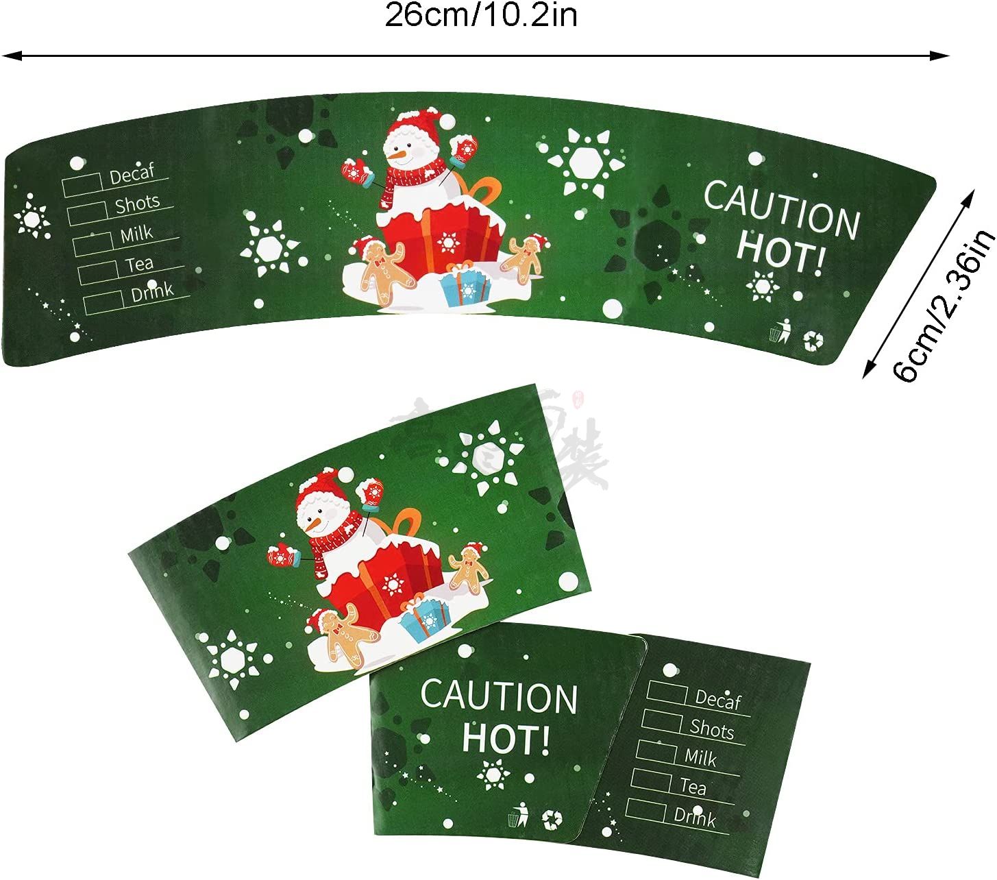 Custom Christmas Disposable Heat-Resistant Coffee Paper Cup Cardboard Sleeve Jacket For Own Logo Printing