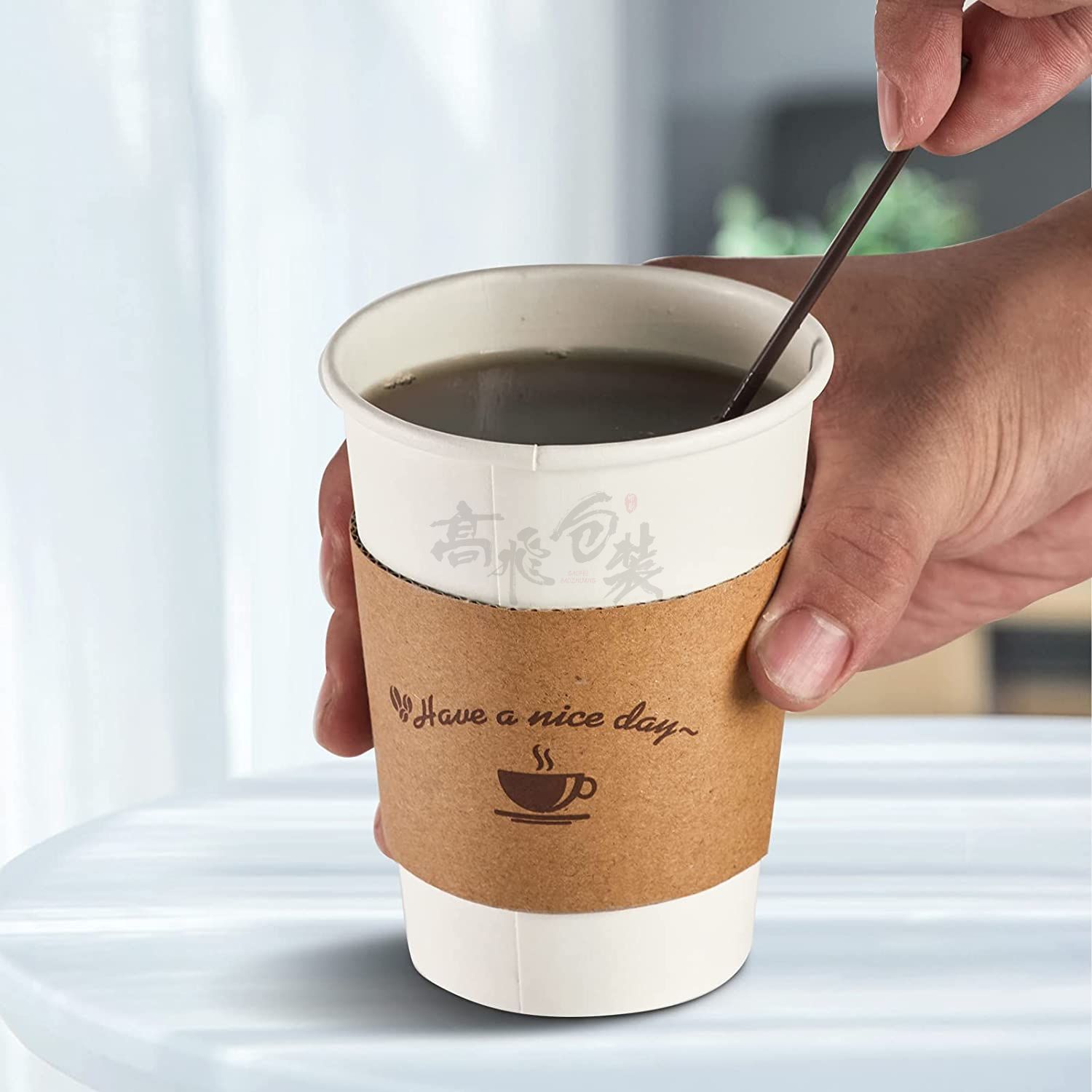 FSC Customized Printed Reusable Paper Sleeve For Hot Drink Kraft Coffee Cup Sleeve Holder