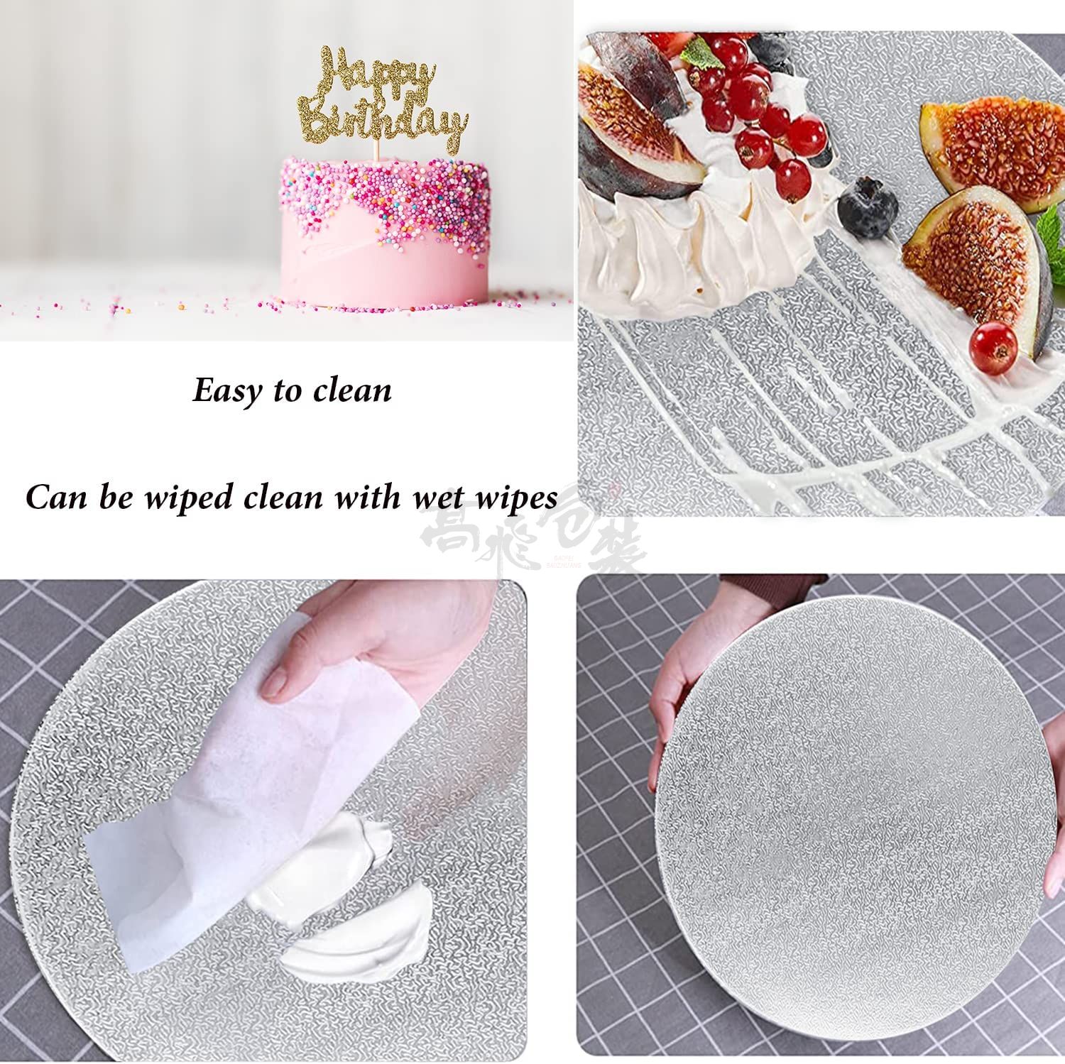 Silver Cake Boards Sliver Foil Round Cake Circles 6, 8, 10, 12 Inch Cake Base Cardboard For Baking Cake