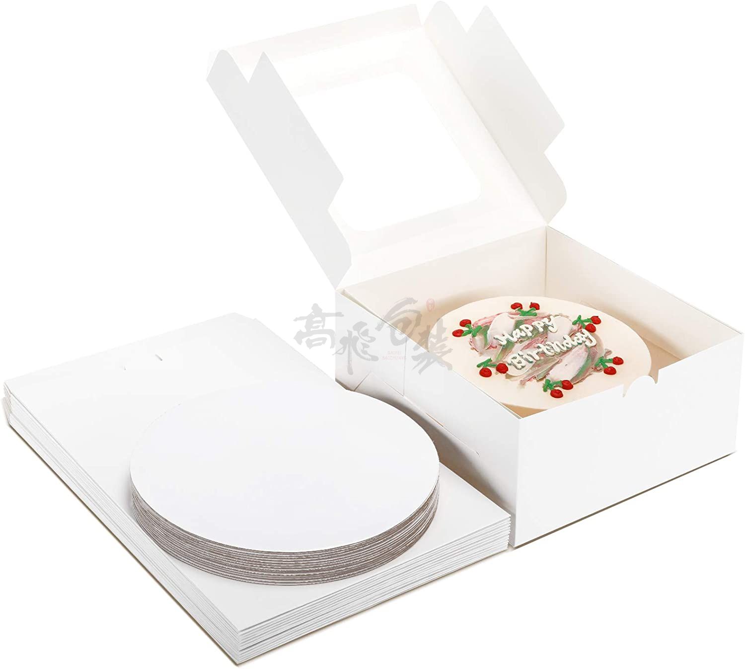 Wholesale White Bakery Wedding Cake Boxes 10 x 10 x 5 Inches Cake Boxes With Window 10 Inches Round Cake Base