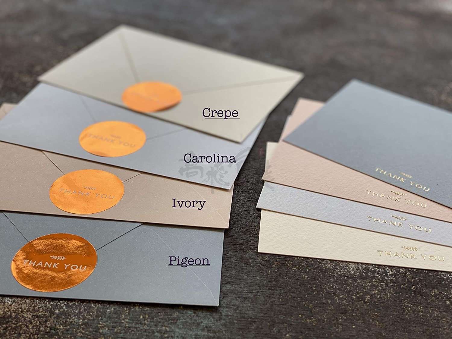 Custom Gold and Navy Thank You Notes Cards Assortment with Envelopes for Wedding and Bridal Shower and Baby Shower and Business and Graduation