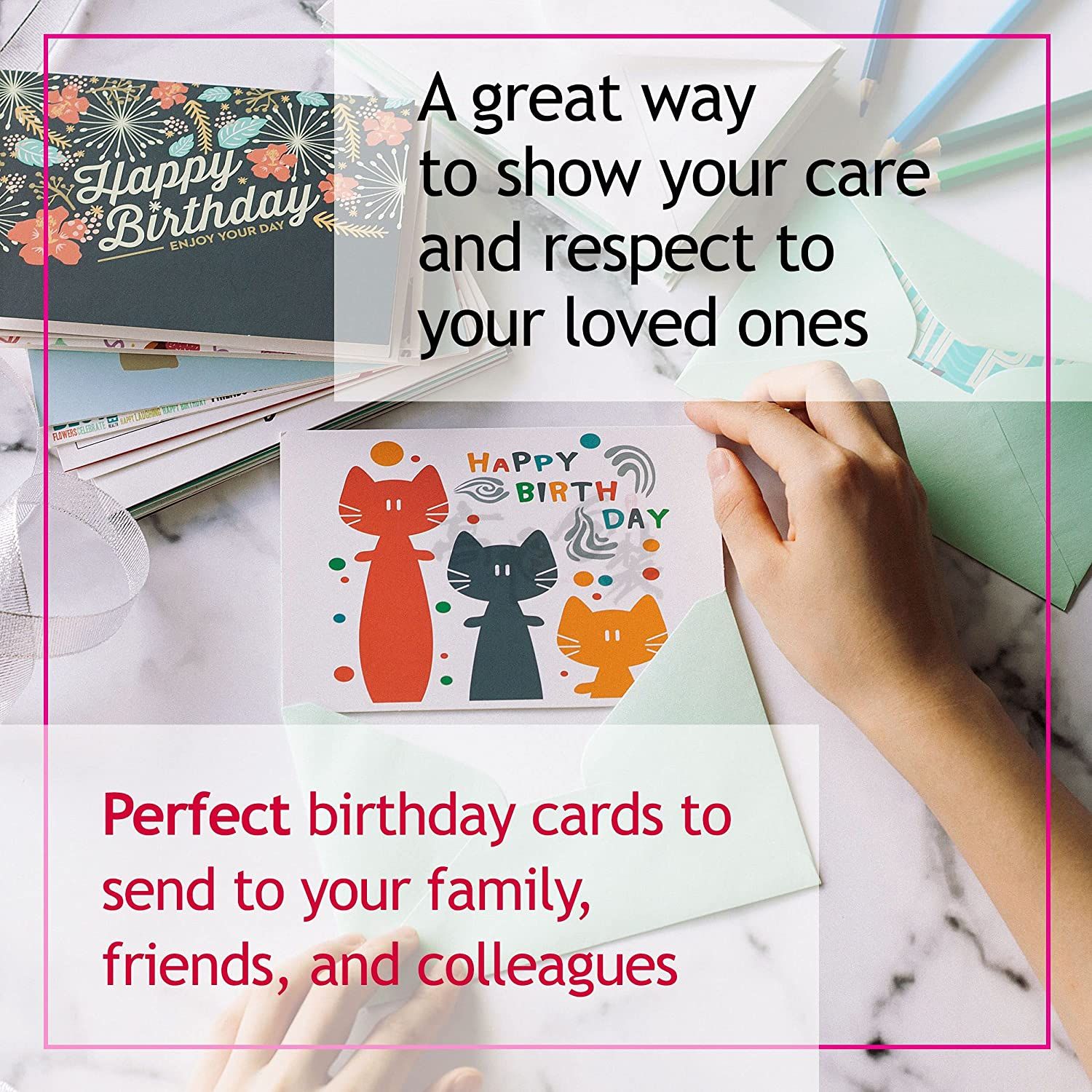 Custom Paper Envelopes and Labels Included Happy Birthday Cards Assortment With Greetings Inside Bulk Set Happy Birthday Cards