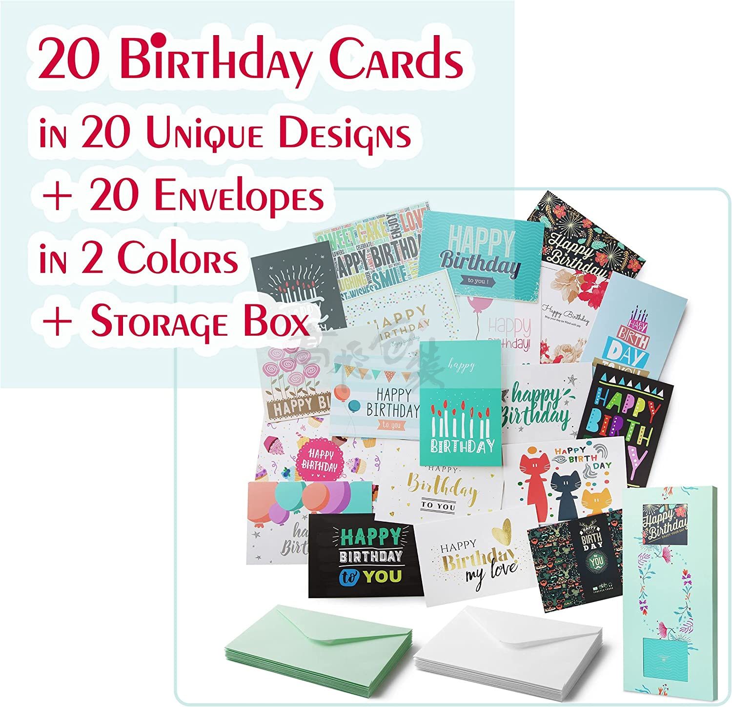 Custom Paper Envelopes and Labels Included Happy Birthday Cards Assortment With Greetings Inside Bulk Set Happy Birthday Cards